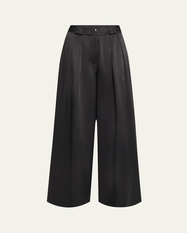 Wide-Leg Silk Trousers